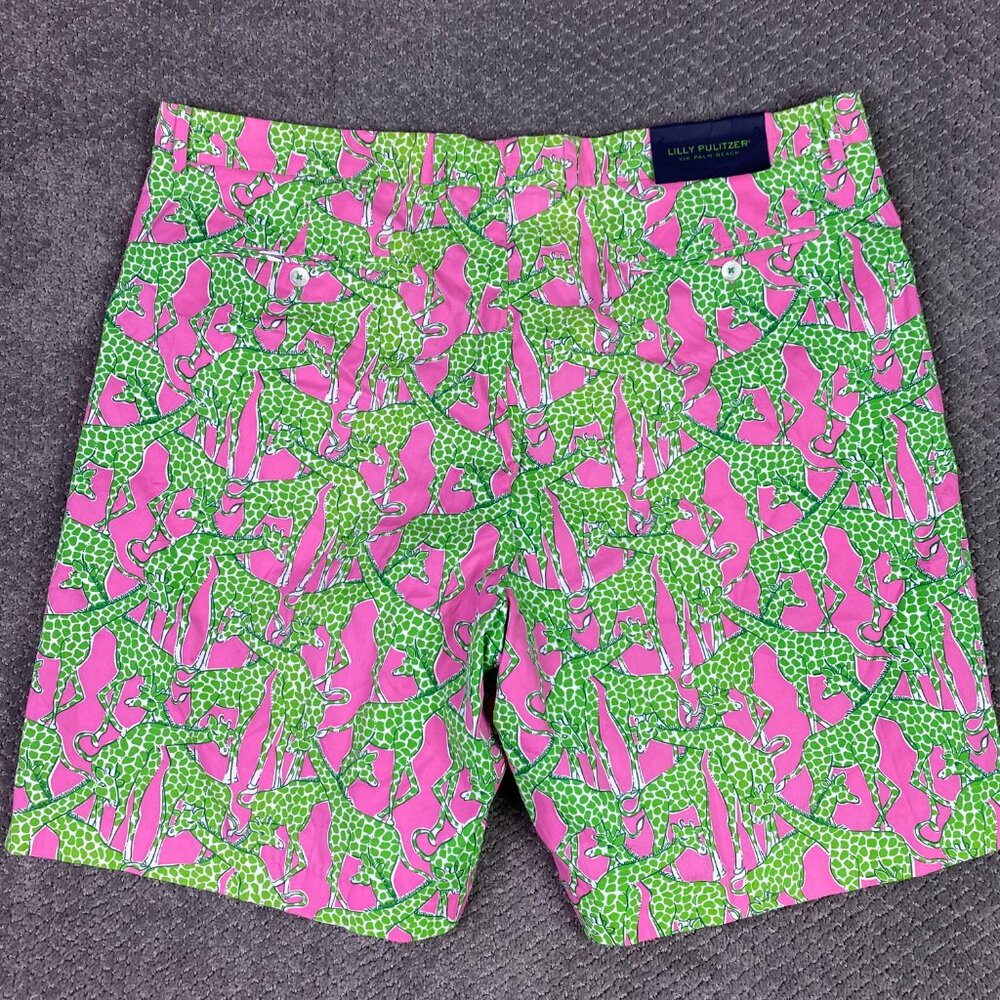 NWT Lilly Pulitzer Everglades Shorts Men's 44 Giraffes  Pink Green Cotton